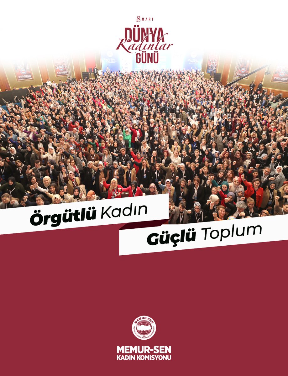 8 Mart’ın emekçi kadınlar ve çalışan annelerin sorunlarına çözüm ile bilinç tazelenmesine vesile olmasını diliyor, başta Filistin olmak üzere dünyadaki tüm mazlum kadınları selamlayarak 8 Mart Dünya Kadınlar Günü’nü tebrik ediyoruz.

<a href="/MemurSenKonf/">Memur-Sen</a>
#8Mart
#ÖrgütlüKadınGüçlüToplum