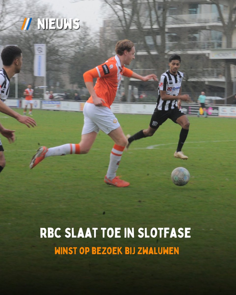𝗥𝗕𝗖 𝘀𝗹𝗮𝗮𝘁 𝘁𝗼𝗲 𝗶𝗻 𝘀𝗹𝗼𝘁𝗳𝗮𝘀𝗲
RBC heeft gister goede gedaan in Vlaardingen. Op bezoek bij vv Zwaluwen wist RBC een 1-0 achterstand om te buigen in een 1-2 overwinning.

🔗 rbcvoetbal.nl/SVS/nieuws/3201

🧡🤍💙 #SamenHogerop