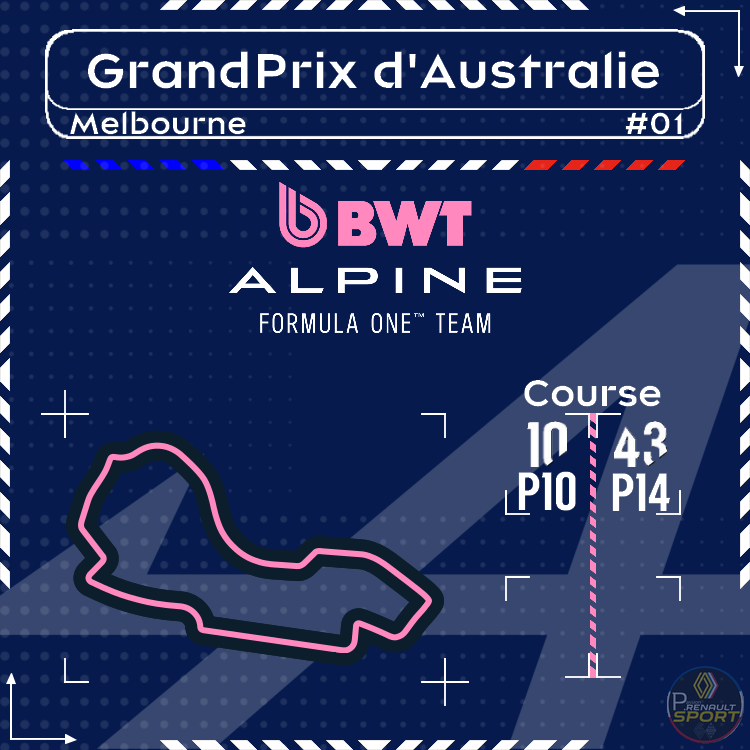🟦ALPINE F1🟦

🇦🇺 GrandPrix d'Australie
06 au 08 Mars 2026

#AusGP | #F1 | #Alpine | #RenaultGroup
<a href="/AlpineF1Team/">BWT Alpine Formula One Team</a> | <a href="/AlpineRacing/">Alpine Racing</a>