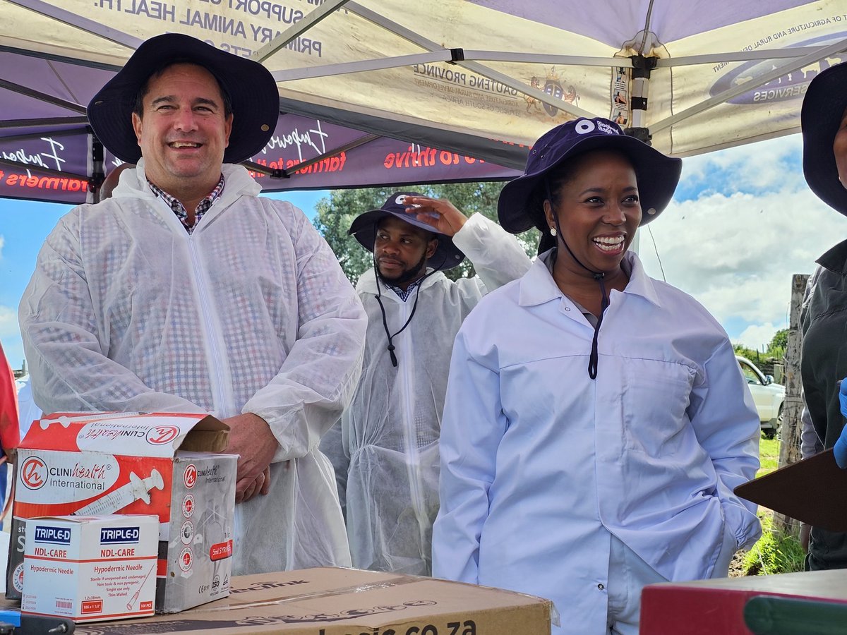SAgovnews's tweet image. Government interventions to curb Foot and Mouth Disease #FMD have reached communal farmers in Magagula Heights in the East Rand, Gauteng.  @DOAgov_ZA Minister John Steenhuisen and Gauteng MEC for Agriculture and Rural Development, Vuyiswa Ramokgopa, have spearheaded continuing