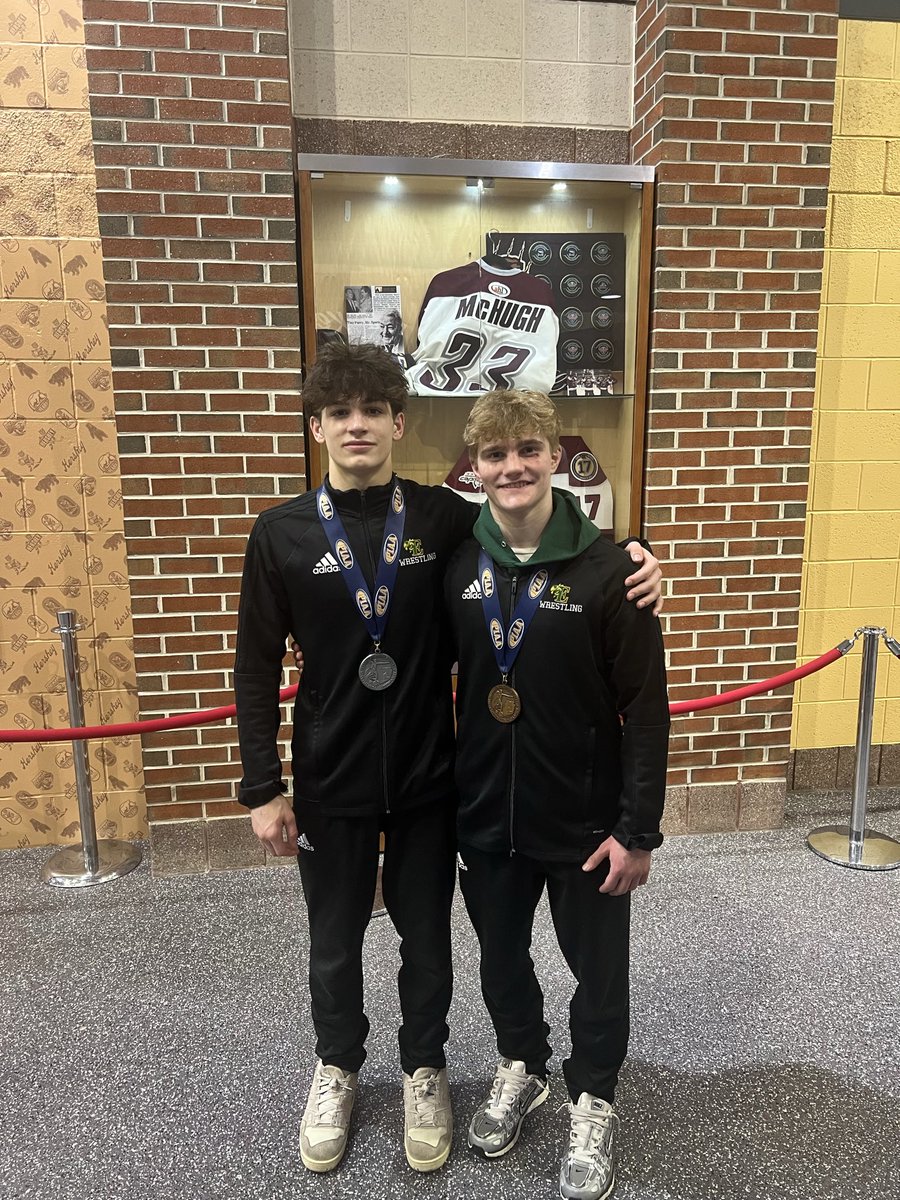 _EHSAthletics's tweet photo. Taking their stand on the podium at the AAA PIAA state wrestling meet…tremendous season for these young men, Teagan taking 8th and Emilio placing runner-up @EHS_Hornets @EastPennSD https://t.co/S1EtAffvJE