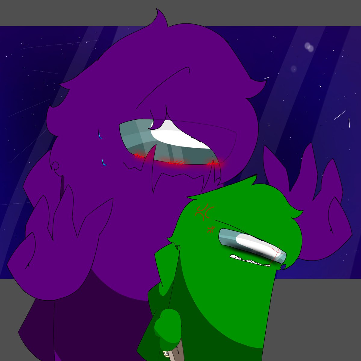 Alma34802's tweet image. Indigo x Green 💜💚 espero les guste #indigoxgreen 
#rodamrixart #amongus #ship