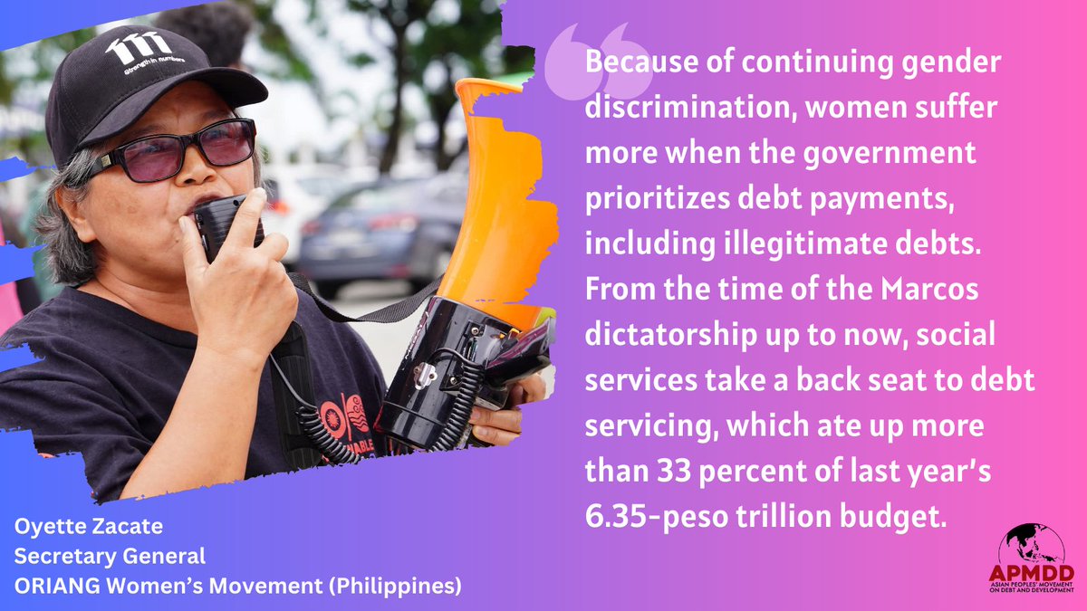 AsianPeoplesMvt's tweet photo. Asian women bear heavy burdens of debt repayments, austerity, and shrinking public services. Filipino women join the call on International Women’s Day for debt and gender justice. #CancelTheDebt for women's rights!

#InternationalWomensDay
#DebtJusticeIsGenderJustice https://t.co/0hb3mM7eUq
