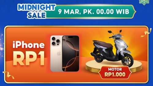 Alarm udah disiapin dari sekarang, takut kebablasan tidur. Soalnya tengah malem nanti ada motor 1000 rupiah di Shopee Midnight Sale! #ShopeeMidnightSaleMalamIni