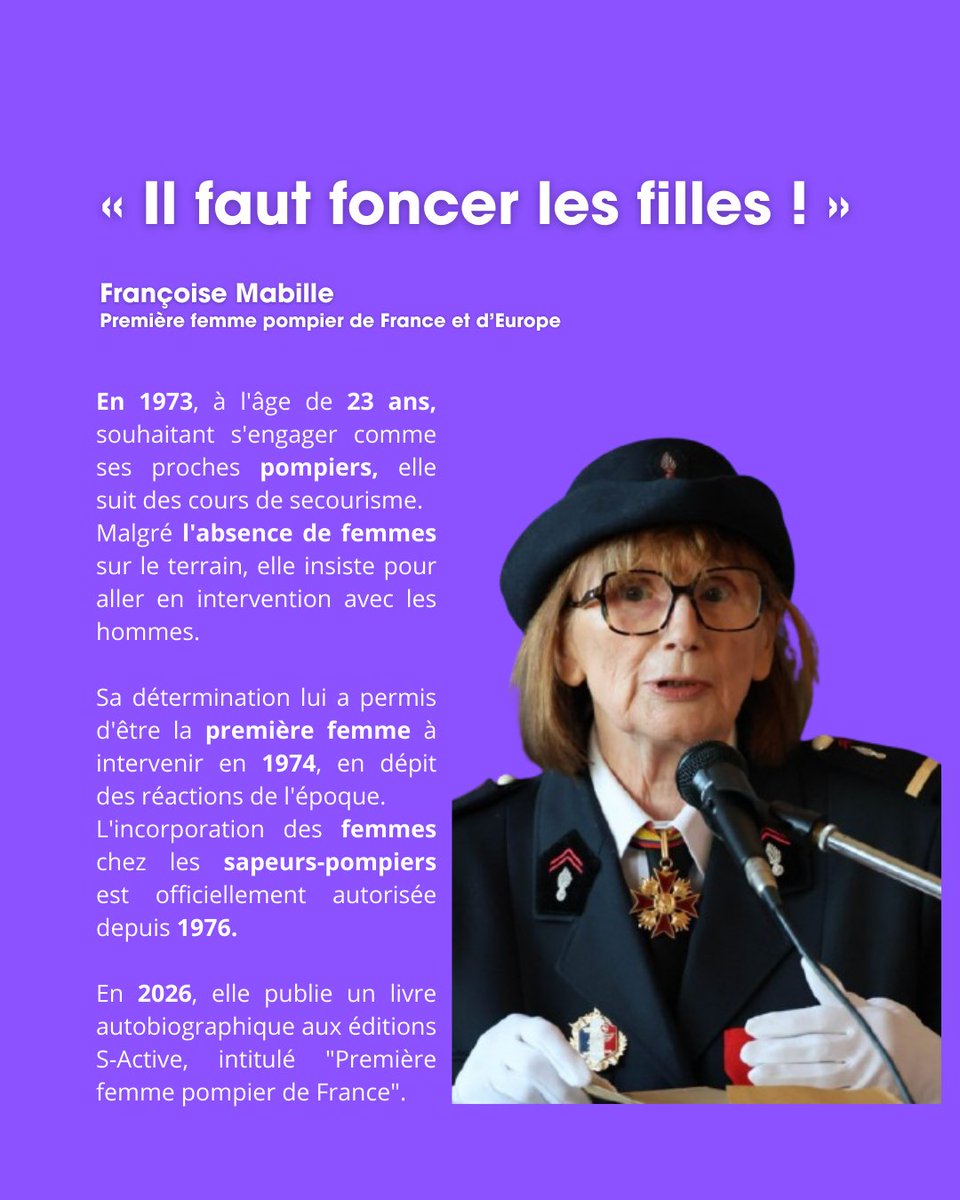 PompiersFR's tweet photo. #8Mars | « Il faut foncer les filles ! »
En 1974, Françoise Mabille devenait la première femme à intervenir sur le terrain. À l’époque, elle bravait les préjugés pour suivre sa vocation. En 1976, un décret officialisait enfin l’intégration des femmes chez les sapeurs-#pompiers. https://t.co/R9gMlOmFXe