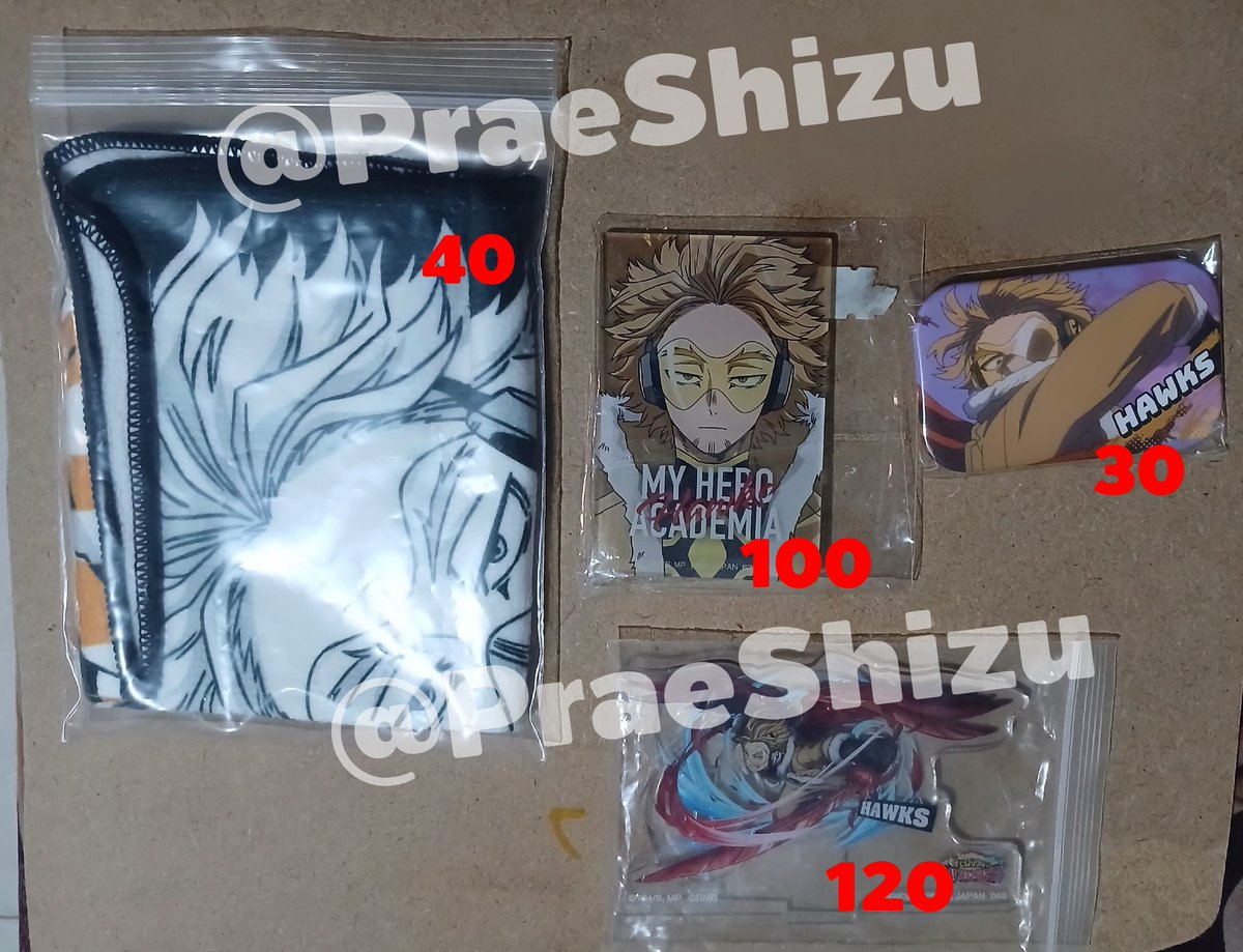 PraeShizu's tweet photo. มาส่งต่อ ผ้า สแตนดี้  เข็มกลัดคุณฮอว์กส์ (Hawks) มือ2 ในซอง ไม่มีถุง/ใบปิด
เหมาทั้งรูป300รวมส่ง
แยกราคาในรูป

1/2/3
/4

ค่าส่ง 30
 #ตลาดนัดมายฮีโร่ #ตลาดนัดua #ตลาดนัดมายฮีโร่ https://t.co/F3r8EIlnWx