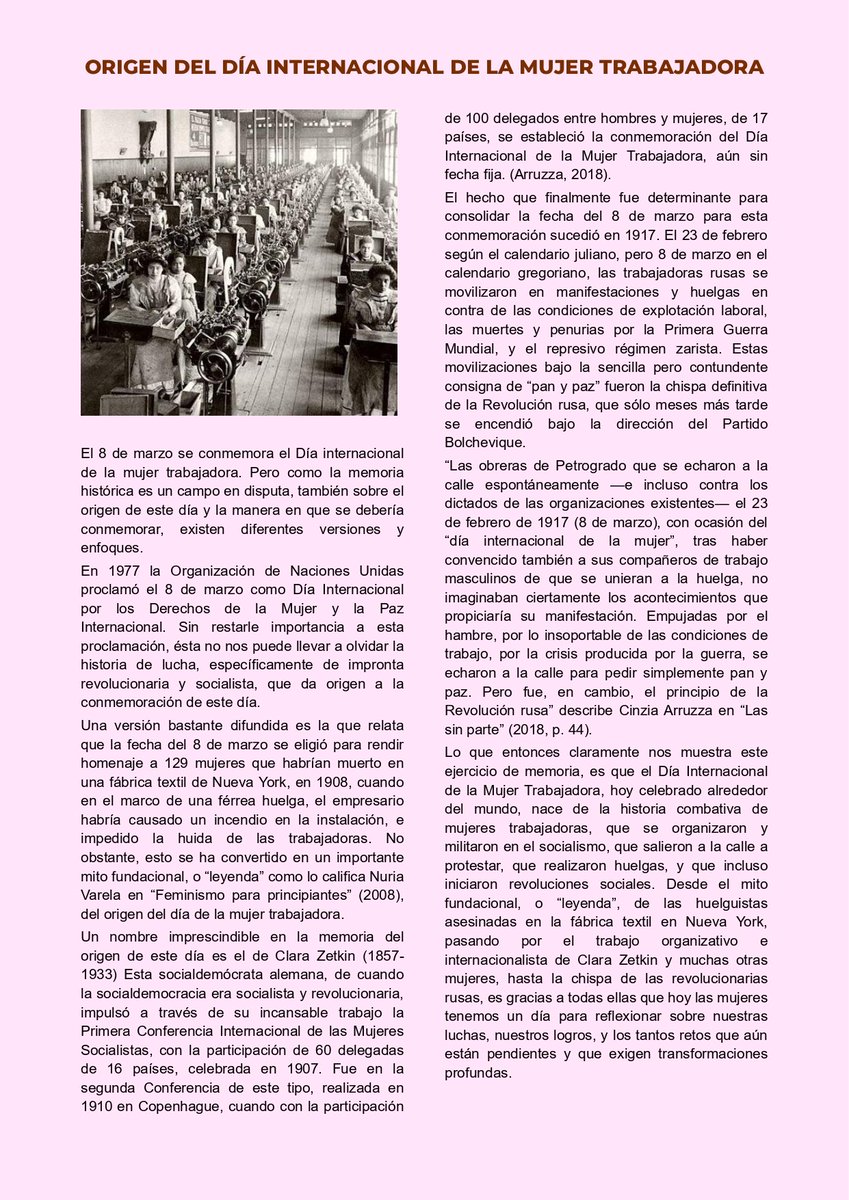 habla_la_sm_2's tweet photo. Origen del Día Internacional de la Mujer Trabajadora

https://t.co/C4NR2iqUgp

#DíaDeLaMujerTrabajadora 
#8Marzo
#MujeresEnLucha
#MujeresRebeldes https://t.co/43Kuu64GbQ