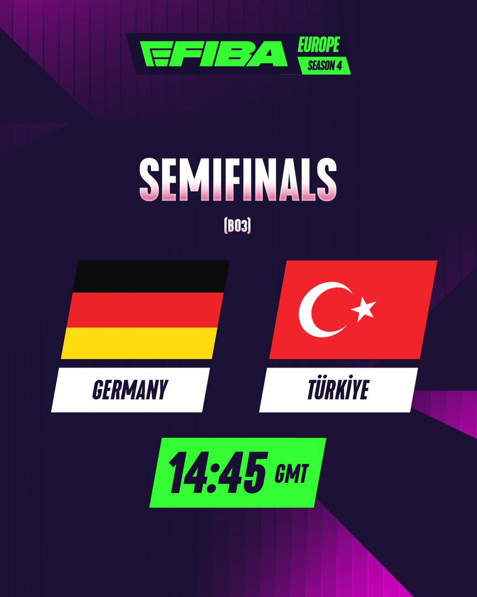 eFIBA_official's tweet photo. The champion and the World Finals participants will be decided today at the eFIBA Season 4 Europe Finals! 🔥 

In the first game of the day, France and Spain will face off. After that, the Germany vs Türkiye matchup will determine the other finalist.

The action will be called by Vince Chang and Zunaid Suleman, with Jasmine McKoy bringing you the interviews.

Catch the live broadcast starting at 12:30 GMT on our Twitch and YouTube channels.