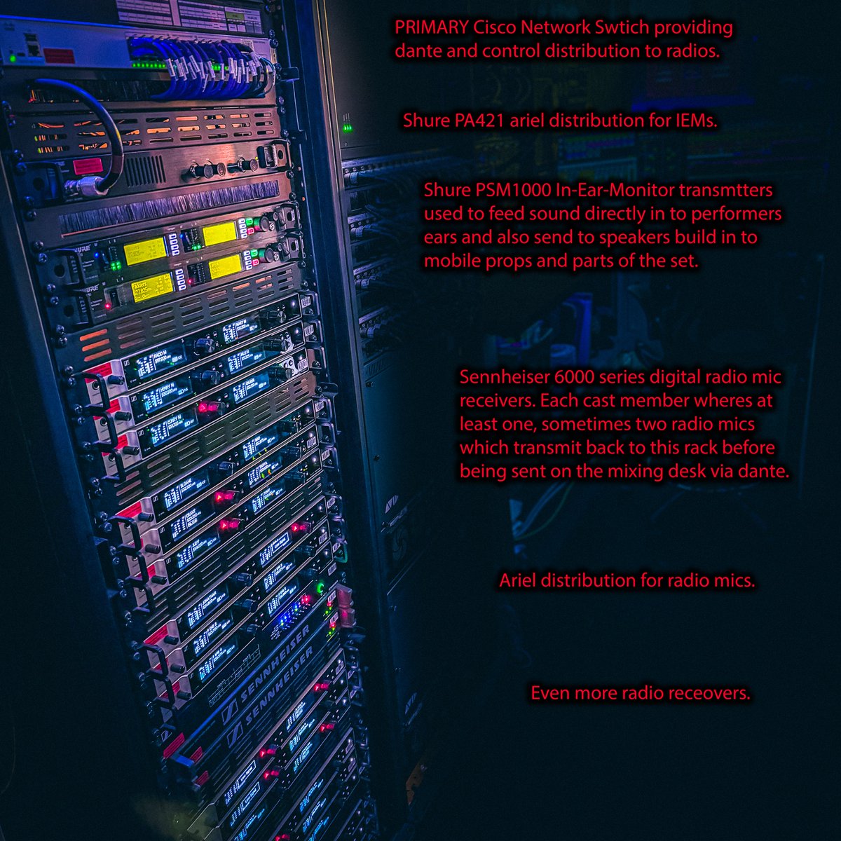 GarethOwenSound's tweet image. A slightly deeper dive in to some of the gear in our backstage racks. 

@AvidLiveSound @allen_heath @ShureUK @DPAmicrophones @fourieraudio @showcontrolltd @stagesounduk @McDSP_PlugIns #theatre #theater #soundengineer #livesound