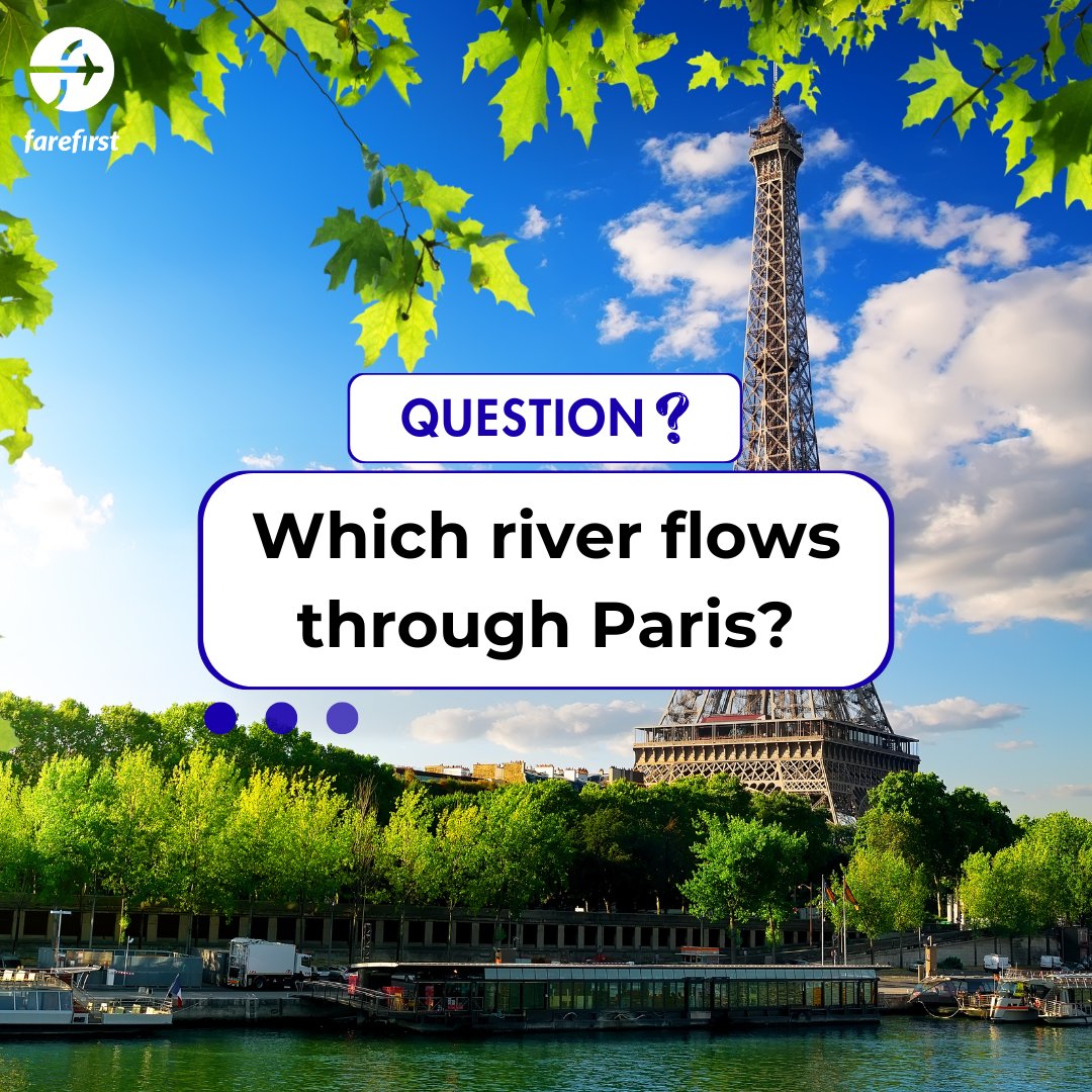 farefirst's tweet image. Question of the Day! 🌍🌊

Which river flows through Paris? 🤔

Book now with farefirst.com – available on Android, iOS, Website, and voice assistants!

#TravelQuiz #Paris #GeographyTrivia #RiverFacts #Wanderlust #ExploreTheWorld #TravelSmart