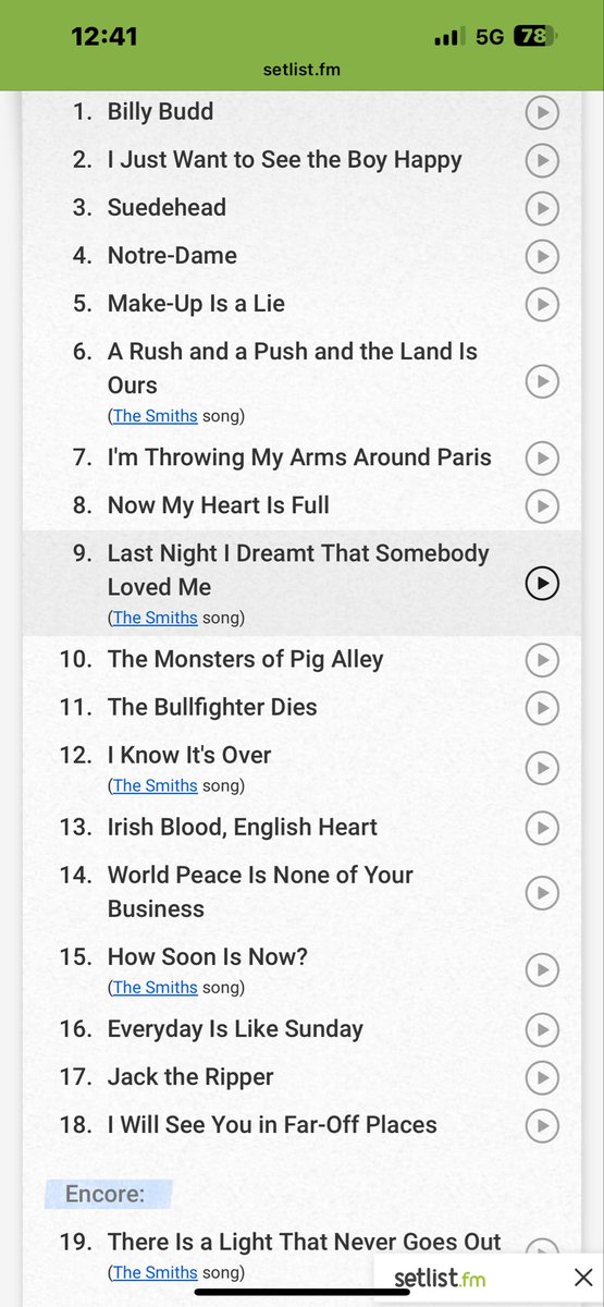jotacesv's tweet photo. Si Morrissey se marca este setlist en Sevilla puedo morir en el acto. Pero con que se presente ya vamos bien. https://t.co/52sXD6Mx78