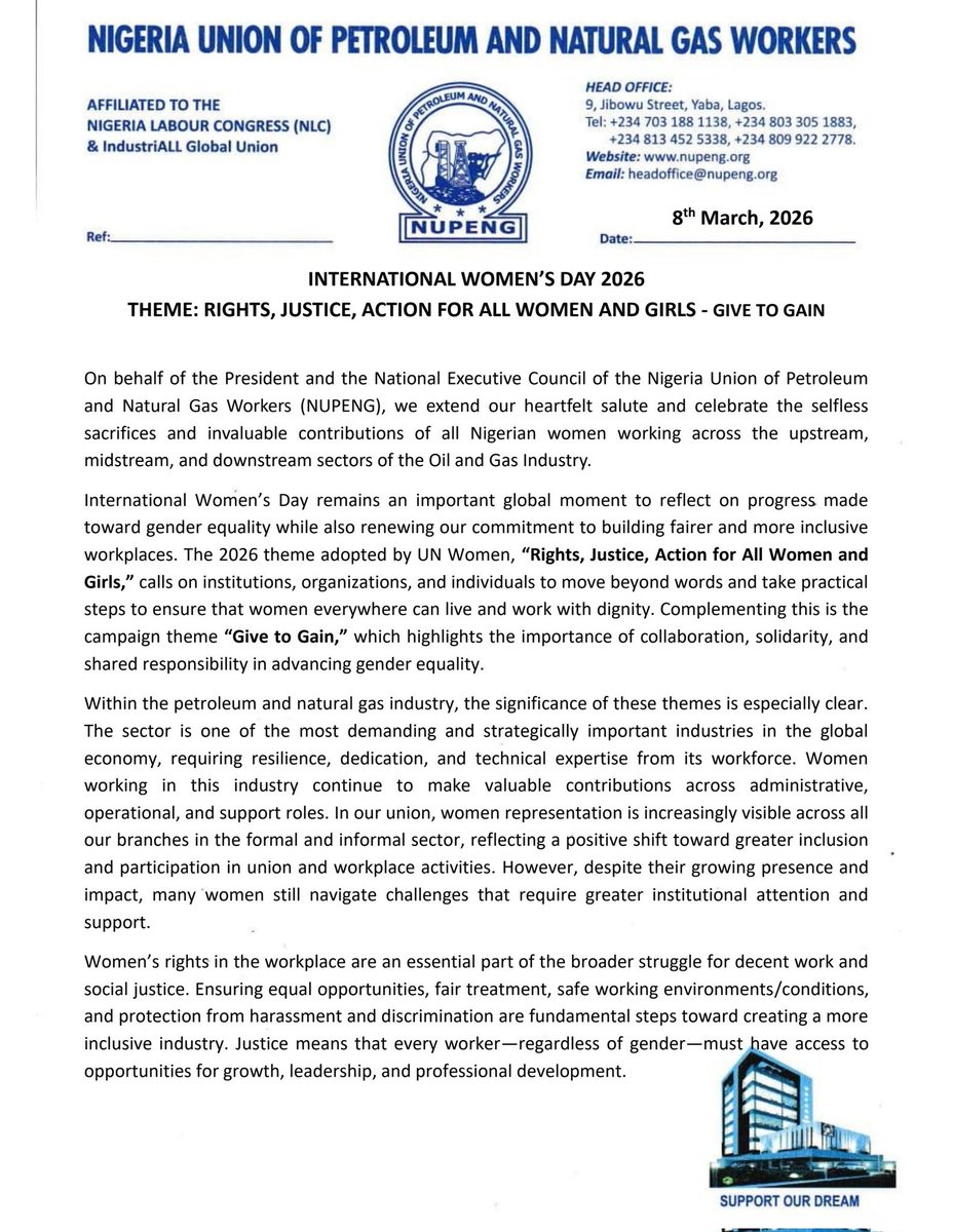NIGERIA UNION OF PETROLEUM AND NATURAL GAS WORKERS tweet media