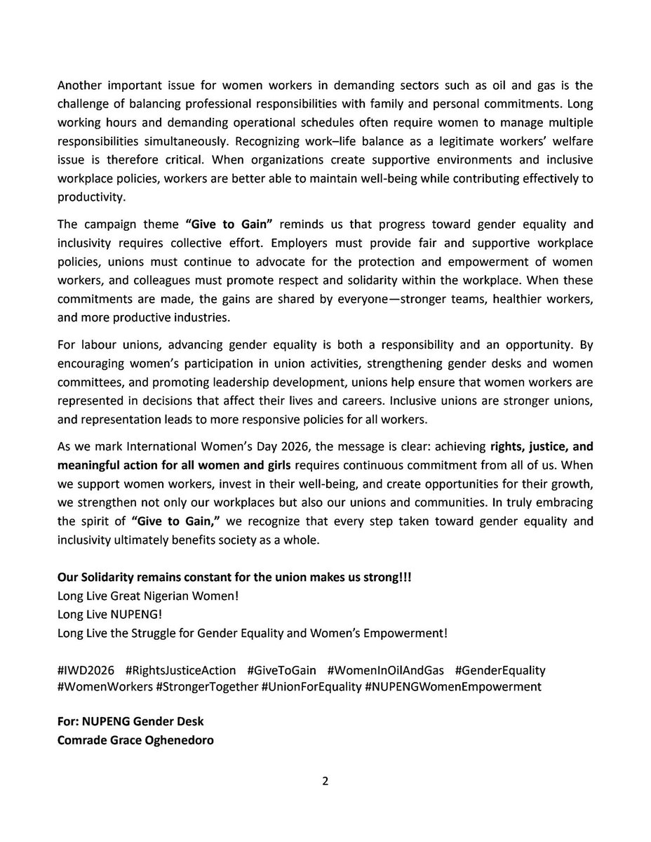 NIGERIA UNION OF PETROLEUM AND NATURAL GAS WORKERS tweet media