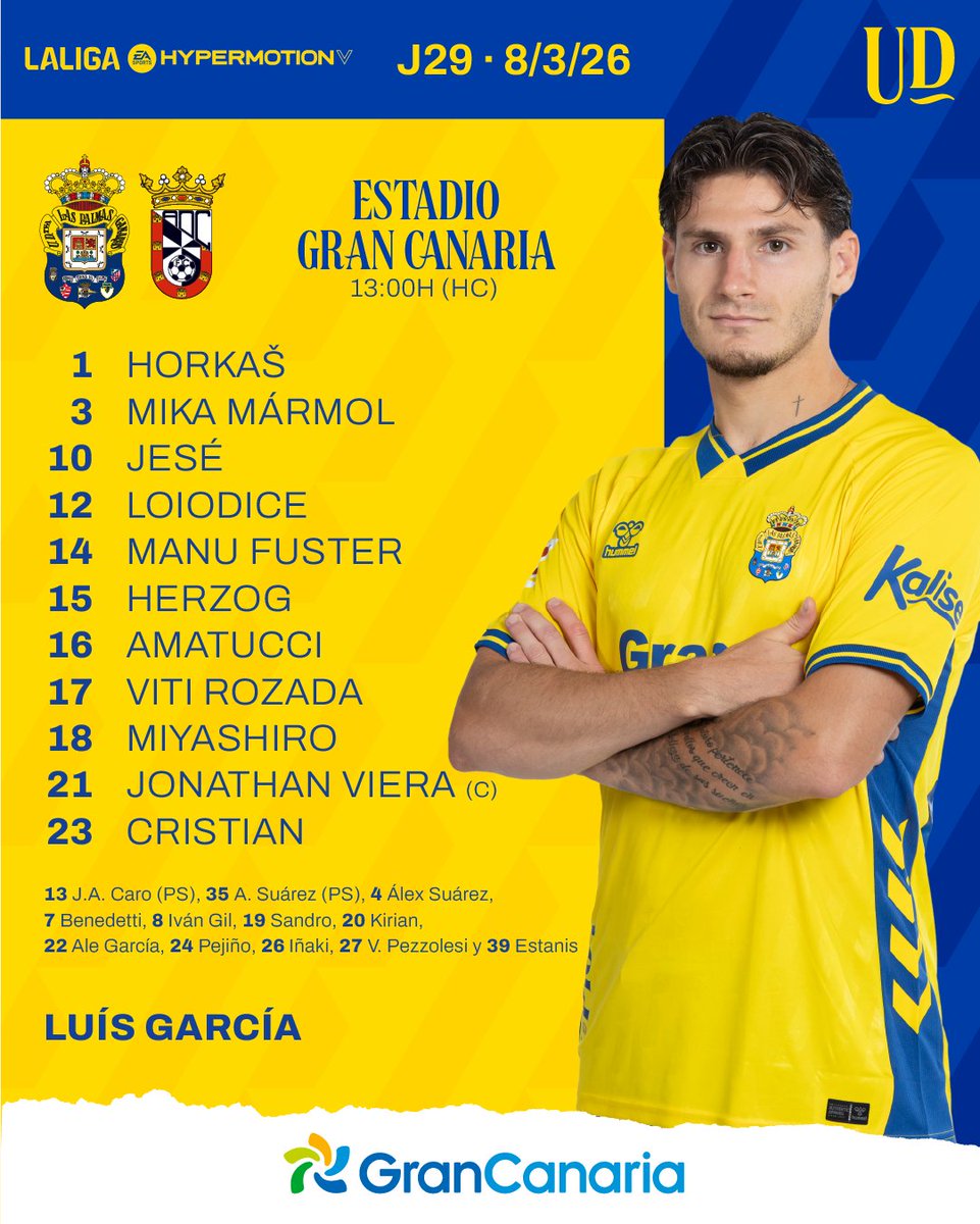 🆙 ¡Aquí está nuestro XI para #LasPalmasADCeutaFC!

¡#VamosUD! ⚔️
#LaUniónHaceLasPalmas #SeremosMásUnión