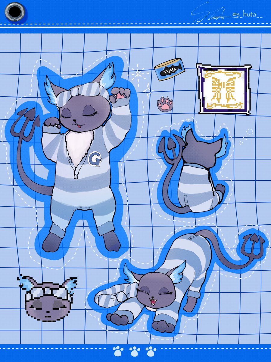 s_huta__'s tweet photo. #twstファンアート 
ベイビーグリム💙🖤💙🐟🐾 https://t.co/cLqzywMM31
