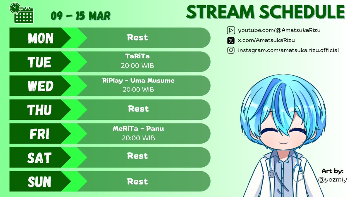 AmatsukaRizu's tweet photo. JADWALNYA YA GUYS (09-15 Maret 2026)
Hashtag for Amatsuka Rizu
Art: #Amatsukart
Nsfw: #Dangerizz
Clips: #Clipinzu
Schedule: #RiZched
Education:#HealthRizz
Gaming: #Riplay
Shorts: #Rishorts
Livestream: #RiLive
Fans name: Amoreizu
Join server discord: https://t.co/d7Gkfz7SJz https://t.co/MO4WVwQ604