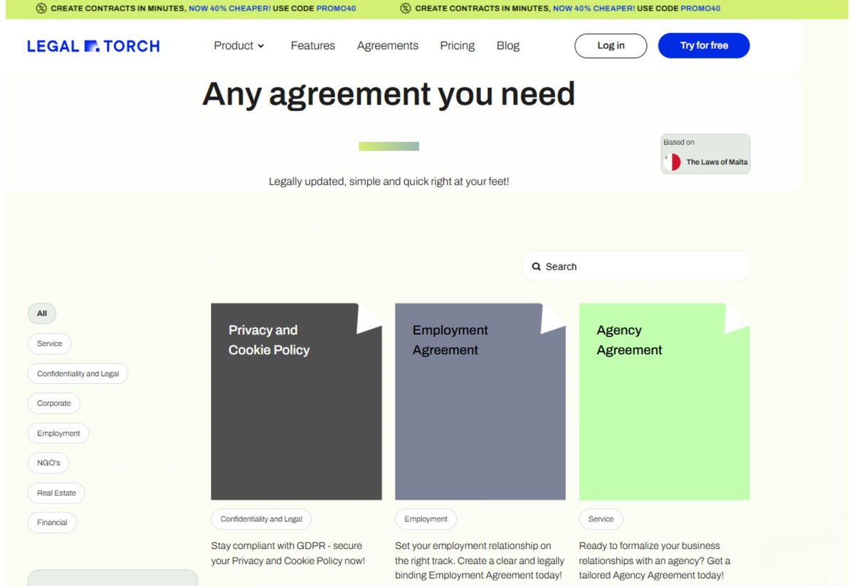 VAIOT_LTD's tweet photo. Working on a contract?
LegalTorch provides structured templates developed in cooperation with established law firms.
You can customize them and use the AI Assistant for additional guidance during drafting.
https://t.co/bo8oTkgXqP | https://t.co/yldOQYce8S
#LegalTorch #VAIOT https://t.co/ktHKexB0LC