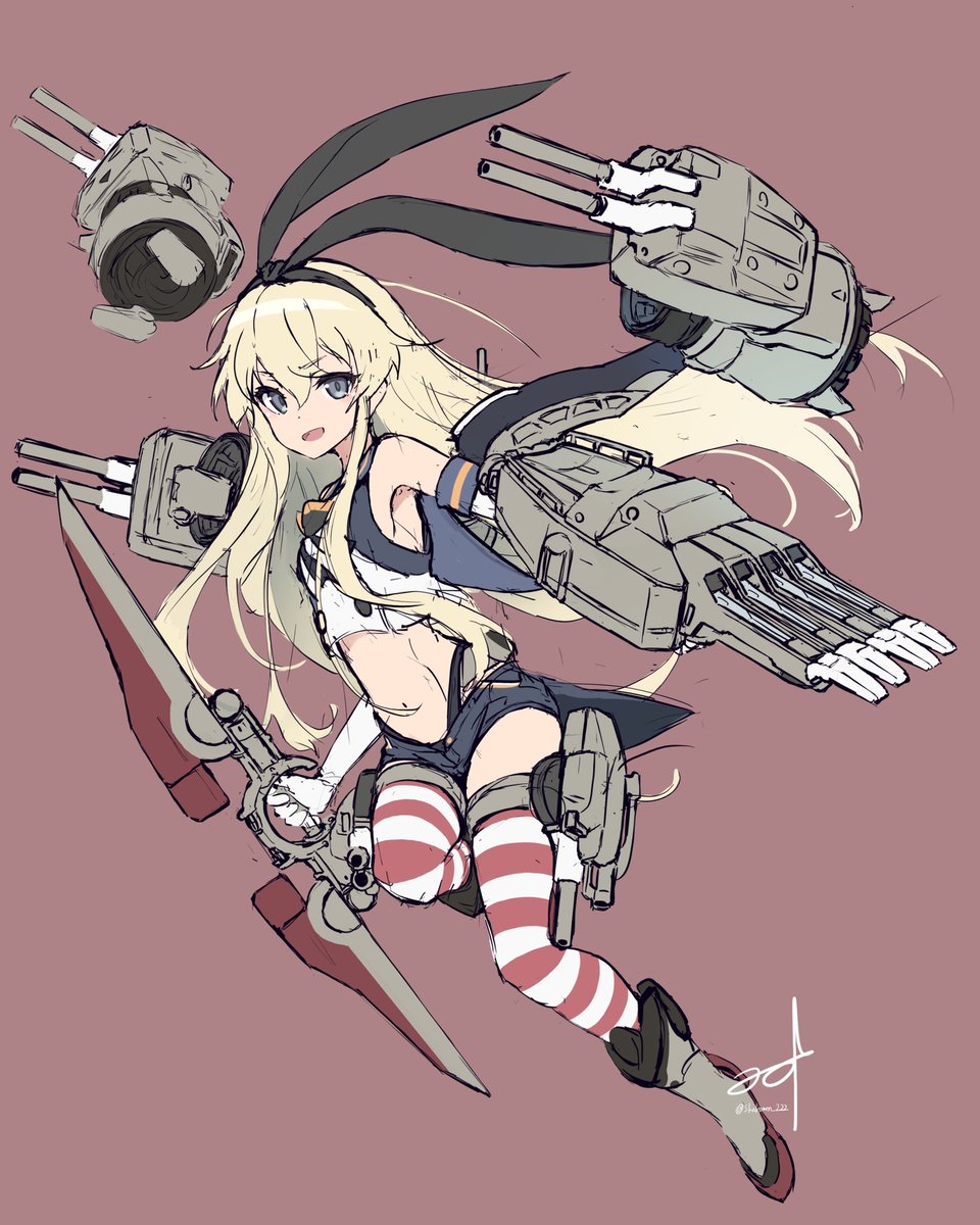 島風(艦隊これくしょん) 「アレンジ島風&amp;スーパー島風 並べるとどれがどう変形するのかわかりやすいか」|みのすのイラスト