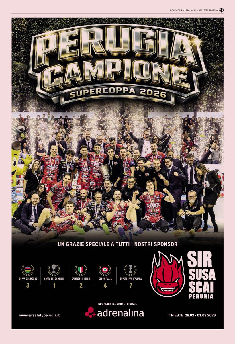 SIRVolleyPG's tweet image. Che bella pagina oggi su La Gazzetta dello Sport🏆

#BlockDevils