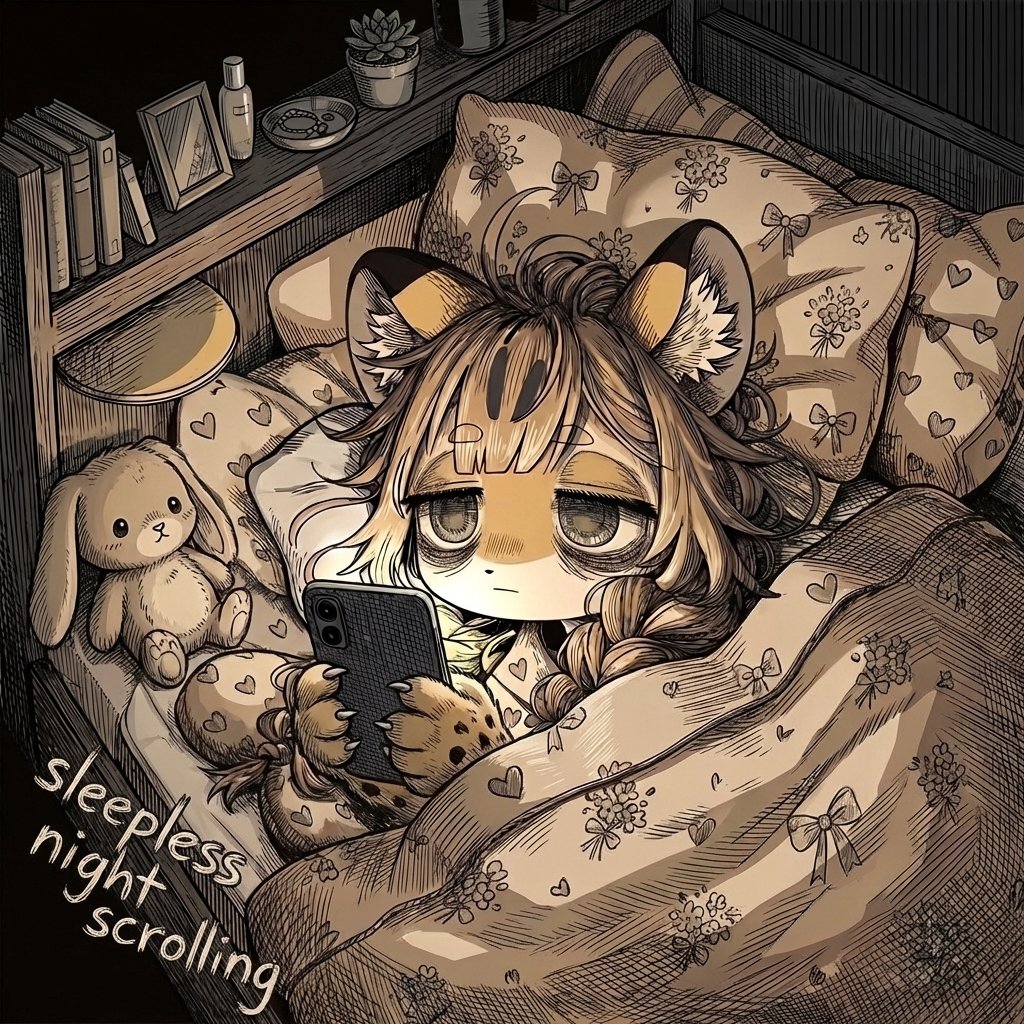 uyciak's tweet image. A glowing screen to hold back the unbearable quiet, until the dawn finally breaks

#AIart #insomnia #sleeplessnight