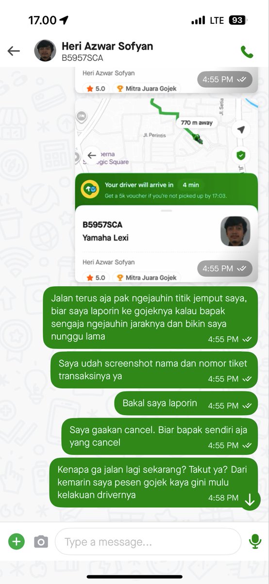 oneletterman_k's tweet photo. @tanyarlfes Si sofyan juga nih sama, padahal awalnya dia semenit lagi nyampe, sengaja banget dia malah jalan ngejauh dan buat nunggu 30 menitan sampe akhirnya dia cancel sendiri https://t.co/7nFPL5Z0T5