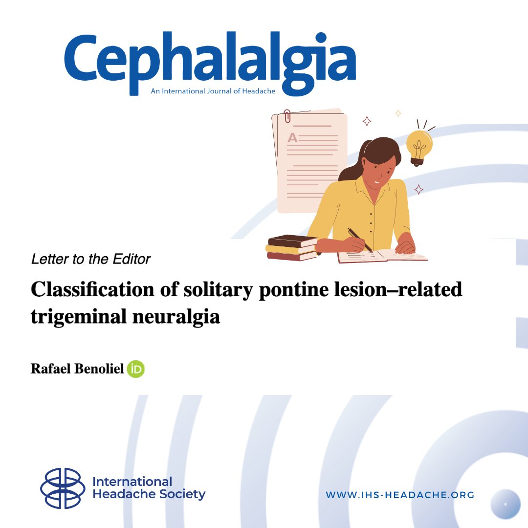 ihs_official's tweet image. New in Cephalalgia!
There is a compelling argument for the inclusion of Solitary Pontine
Lesion–Related Trigeminal Neuralgia as a distinct subgroup within Secondary Trigeminal Neuralgia in ICHD-4
journals.sagepub.com/doi/10.1177/03…
 #migraine #headache #brain #pain #neurology #neuroscience
