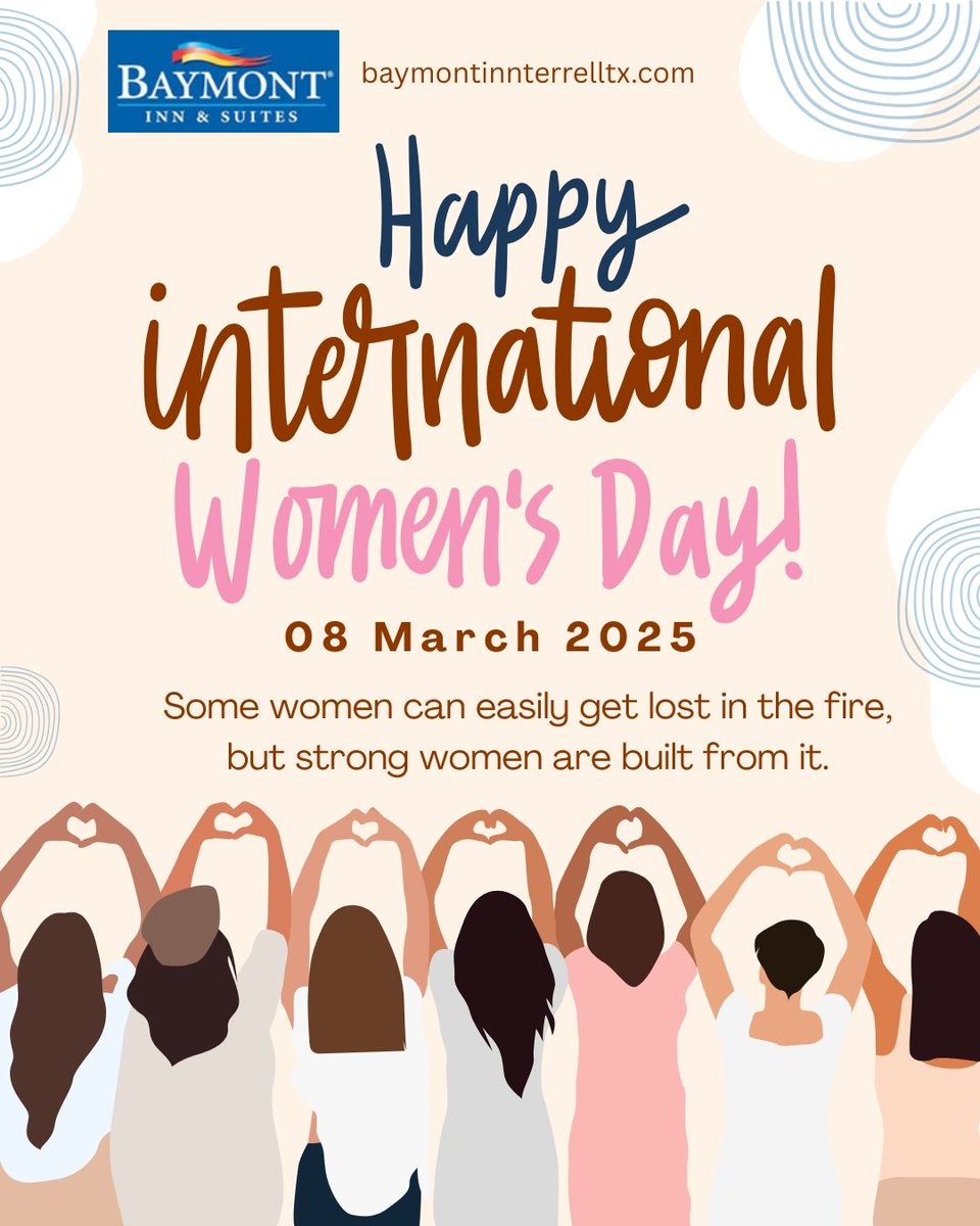 BaymontTerrell's tweet photo. ✨Happy International Women’s Day!✨
Today we celebrate the strength, courage &amp; achievements of incredible women everywhere. 💐
May your day be filled with appreciation, happiness &amp; success
#WomensDay #HappyWomensDay #BaymontTerrell #CelebrateWomen #TravelWithComfort #TerrellTX https://t.co/PavnTfaC3T
