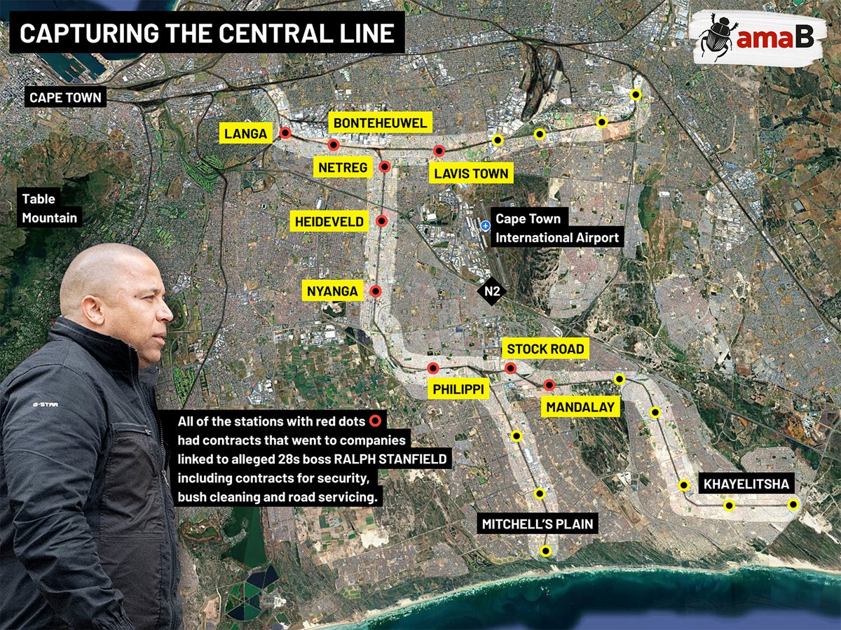 Heading to Cape Town airport after the #CTcycletour? The areas you pass – Bonteheuwel, Heideveld, Valhalla Park, King Air Industria – have been the staging ground for the ‘capture’ of Prasa’s central rail line and some of its multi-million rand contracts by alleged 28s gang boss