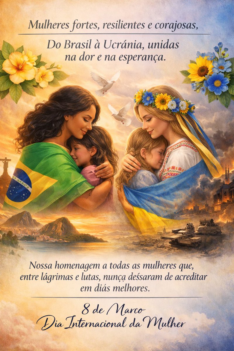 Neste Dia Internacional da Mulher, uno minha voz em profunda reverência a todas as mães brasileiras 🇧🇷 e ucranianas 🇺🇦. 
A todas vocês, minhas amigas queridas, meu respeito, admiração, gratidão e meu carinho. 
🌸🌻