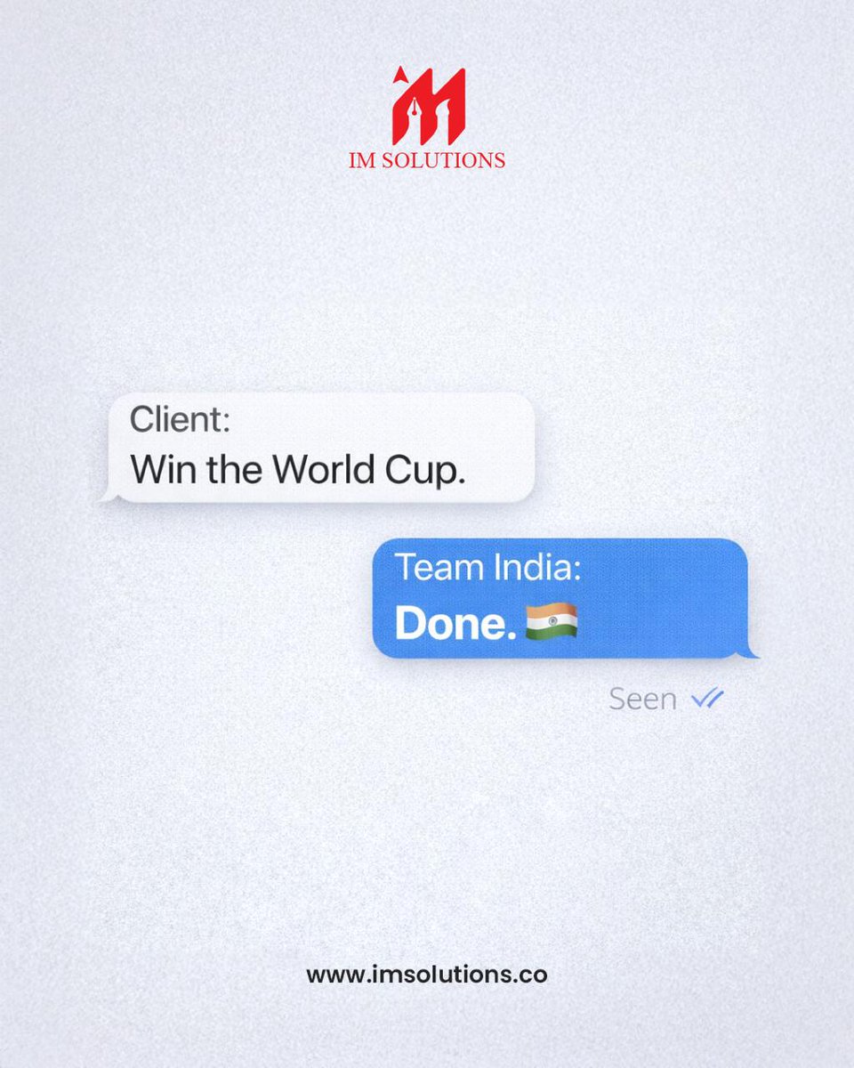 IMSolution70916's tweet photo. Congratulations Team India on bringing the ICC T20 World Cup home.

Some briefs deserve legendary execution.

#TeamIndia #WorldCupChampions #IndiaWins #AgencyLife #CreativeMarketing #IMSolutions https://t.co/4bhxK7JJKk