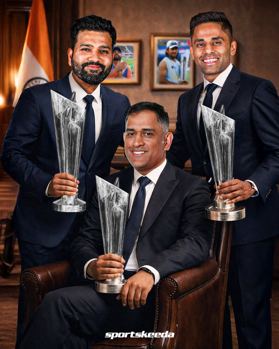 Sportskeeda's tweet photo. Three captains. Three triumphs. 🇮🇳🏆

#INDvNZ #T20WorldCup https://t.co/tTeiRZZezi