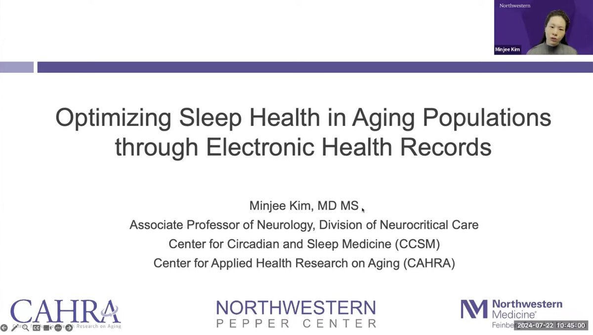 NMNeurology's tweet image. How can #EHR data, #AI and #WearableTech improve #SleepHealth in aging adults? Minjee Kim, MD, presents TEST OSA, an innovative approach that uses integrated screening tools to better detect and manage #ObstructiveSleepApnea and age related sleep disruption.

Watch the