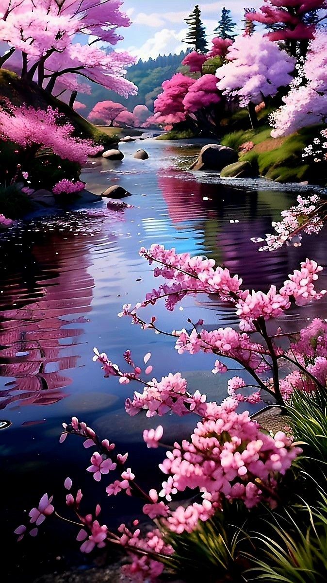 NiceBoyKimo's tweet image. Soft petals of a dusty rose,
Drift where the silver river flows.
The cherry blossoms, pale and light,
Dance like butterfly in morning light
#happydays everyone 🌸🌺