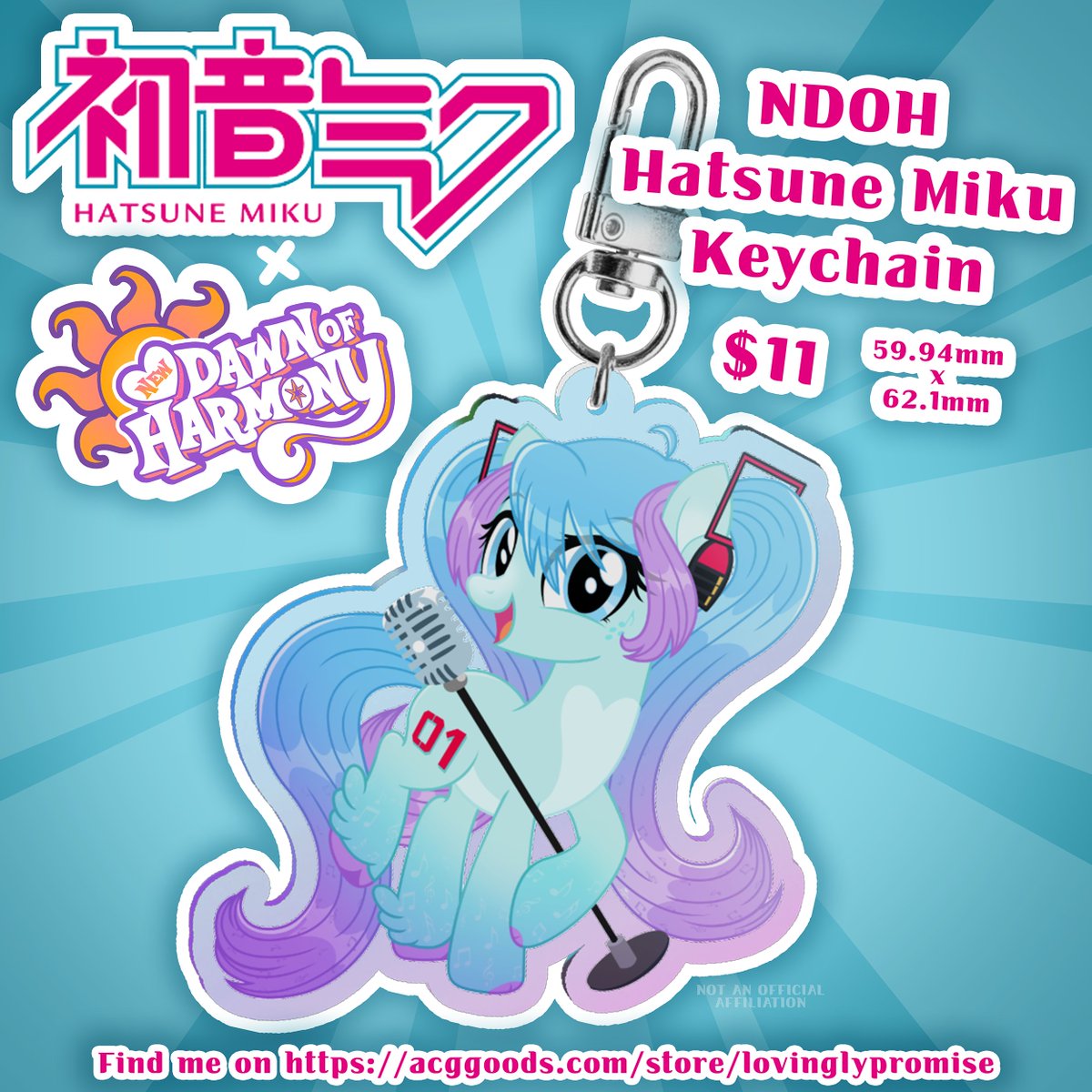 💙 HAPPY #Miku WEEK!! 💙

I'm selling these NDOH version of Hatsune Miku keychains on ACGGOODS! 

ONLY AVAILABLE THIS WEEK!!! ⏲️💙
3/8 - 3/14 🗓️💖

Link in comments! 🔗👇
#mlp #ndoh #mlpfim #mlptwt #HatsuneMikuArt