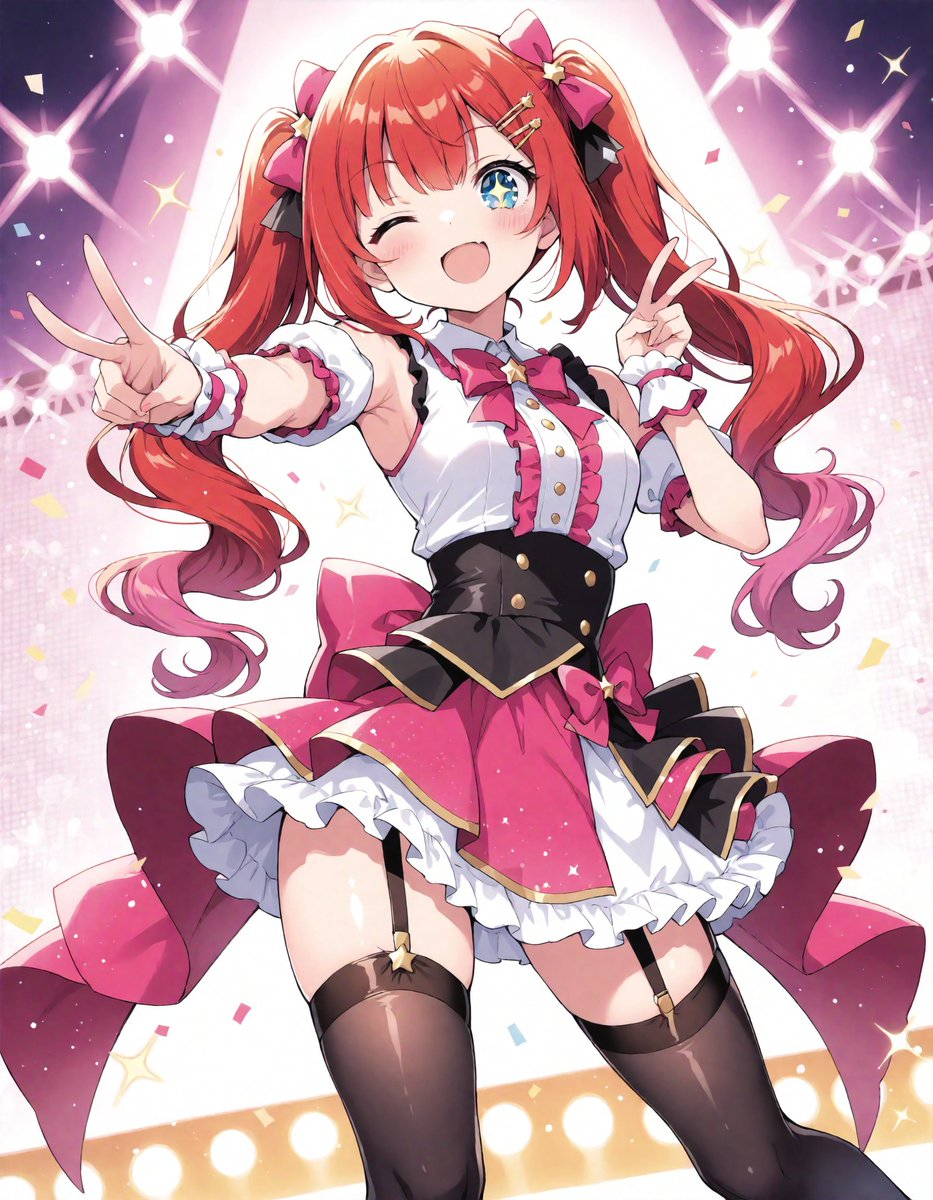 Satomo839's tweet photo. Twintails idols shining bright on the big stage~ Pink frills, big bows, and endless smiles! 😘✌️ Which one's stealing your heart tonight? Comment below! 🌟💕 #LoveLiveVibes #IdolGirl #PastelPink #RedheadIdol #AnimeArt #ConcertVibes https://t.co/xAl5QbbFVf