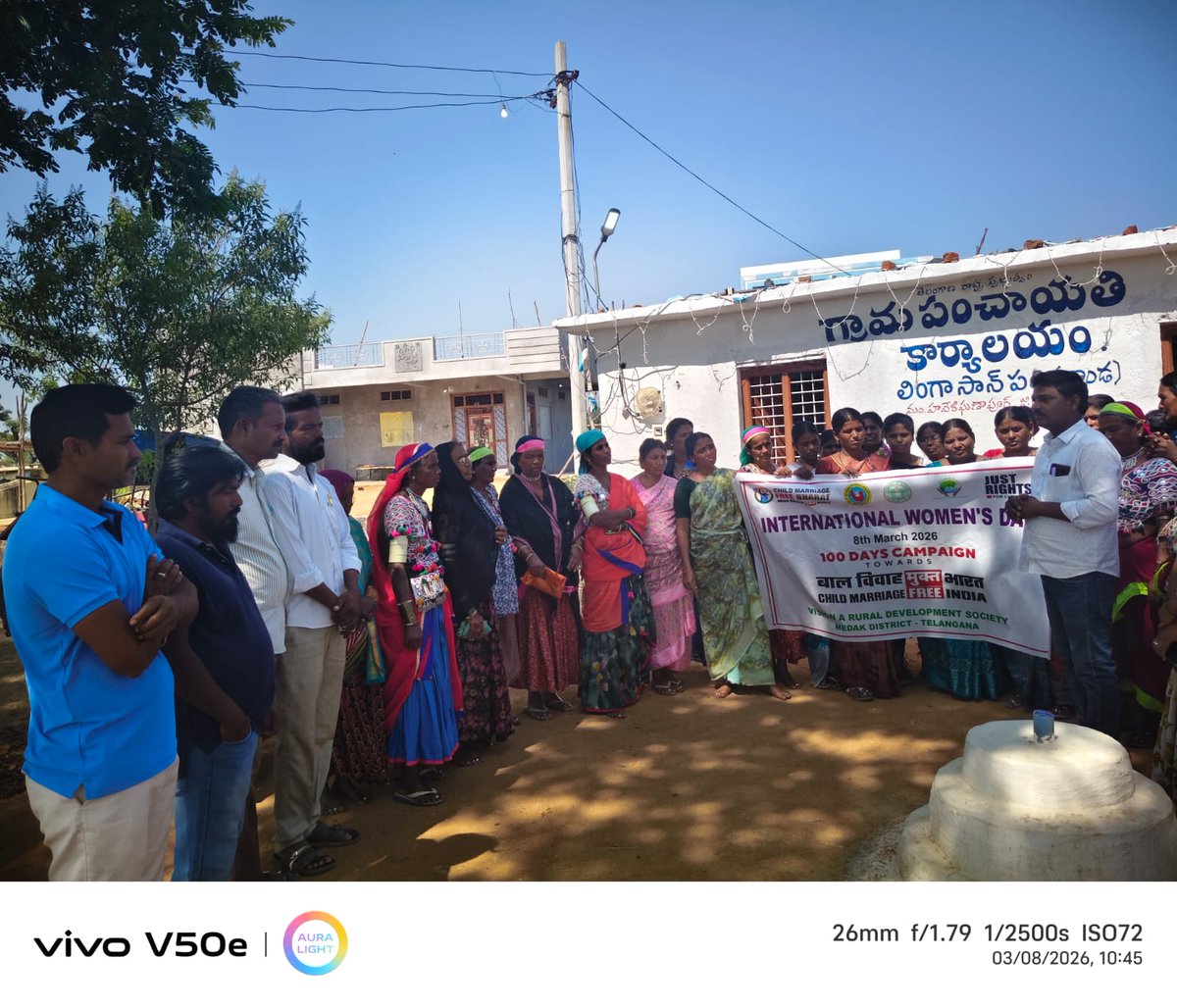 visionngon's tweet photo. Women’s Day, VISION NGO in association with JustRightsIndia organized an awareness programme at Tribal Degree College, and Lingusanpally village Grampanchayat Medak District. Students were sensitized on women’s rights, gender equality, legal services &amp; empowerment. 👩‍🎓✨ #IWD2026 https://t.co/ZG5lpcToze