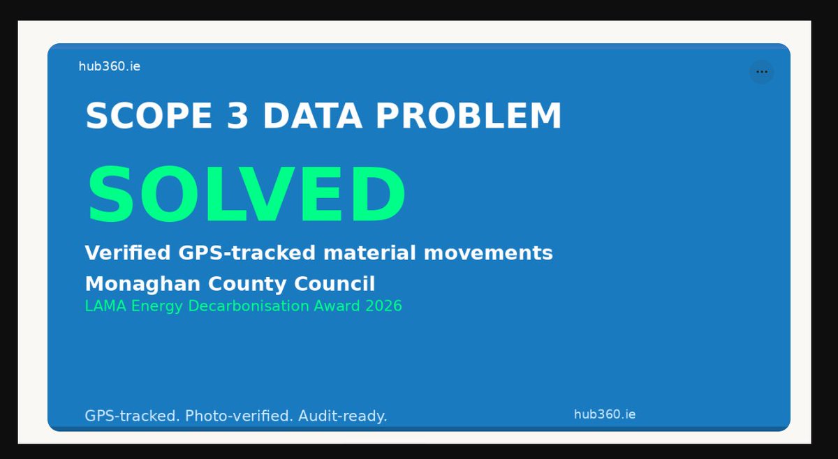Hub360Ireland's tweet photo. Solving the Scope 3 Data Problem for Construction with Verified Material Movements
https://t.co/JgS2ZhBNwo https://t.co/WhbO4H6KL1