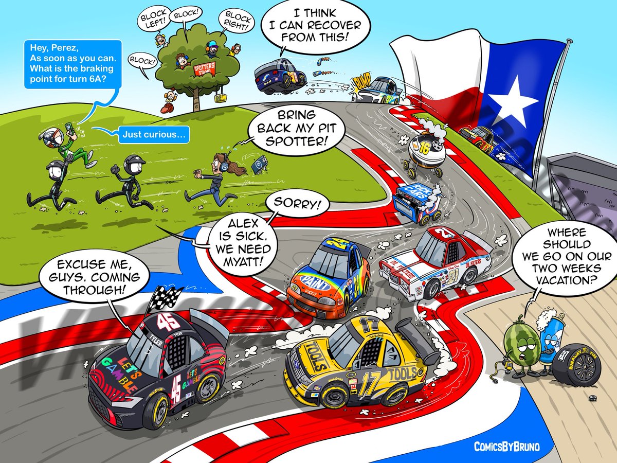 BrunoRafael_46's tweet photo. The one about @NASCARatCOTA 

#nascar #NascarCupSeries #ComicsByBruno https://t.co/ARetV1Brrp