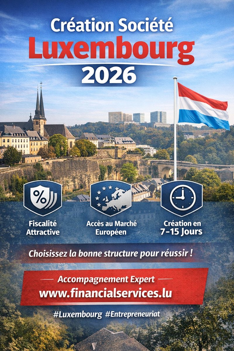 RashadulAkash's tweet photo. Création société Luxembourg — Guide 2026

Le Luxembourg est idéal pour entreprendre : fiscalité compétitive et création rapide (7 à 15 jours). Choisir la bonne structure est essentiel pour réussir.

Créez votre société → https://t.co/R7mo5KOfO7

#Luxembourg #Entrepreneuriat https://t.co/L0NYTkthOx