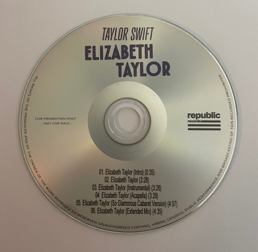 🚨Taylor Swift has sent an “Elizabeth Taylor” promotional CD to