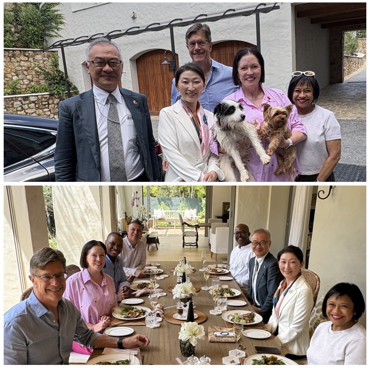 KeeLeenIrvine's tweet photo. An incredible honor for me &amp; Duncan to meet His Excellency Ambassador SHIMIZU Fumio @JapanAmbinSA and his inspirational wife, Mrs Kaho Shimizu &amp; discuss art, history, rugby and our absolute obsession with Japan and her culture. 🇯🇵 Thank you for a lovely afternoon @Carolyn_Steyn https://t.co/XpwlzkMfVC