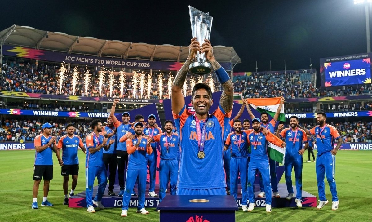Congratulations to Team India 🇮🇳
The Men in Blue have done it again  champions of the ICC Men's T20 World Cup 2026.
And the real hero of this tournament is Sanju Samson🔥
Back to back World Cup winners
#IndiaVsNewZealand 
#INDvNZ 
#TeamIndia 
#T20WorldCup2026final 
#T20WC2026