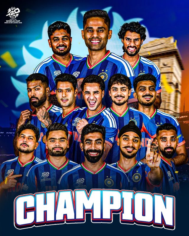 GhanshyamViews's tweet photo. विश्व विजेता भारत! 🇮🇳🏆

टी-20 विश्व कप के फाइनल में ऐतिहासिक विजय के साथ भारतीय क्रिकेट टीम ने आज पूरे देश का सिर गर्व से ऊंचा कर दिया है।

इस ऐतिहासिक विजय पर भारतीय टीम के सभी खिलाड़ियों और देशवासियों को हार्दिक बधाई!

जय हिंद! 🇮🇳

#IndianCricketTeam #IndiaVsNewZealand https://t.co/nChoZCKmjK