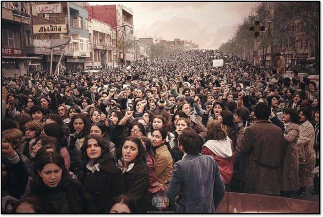 saharasajjadii's tweet photo. Happy international women's day to Iranian women!  

These photos are from shortly after Khomeini issued a decree that women must be veiled in government buildings. Iranian women took to the streets to challenge it, &amp; have been fighting ever since. https://t.co/YM0r4LD2TN