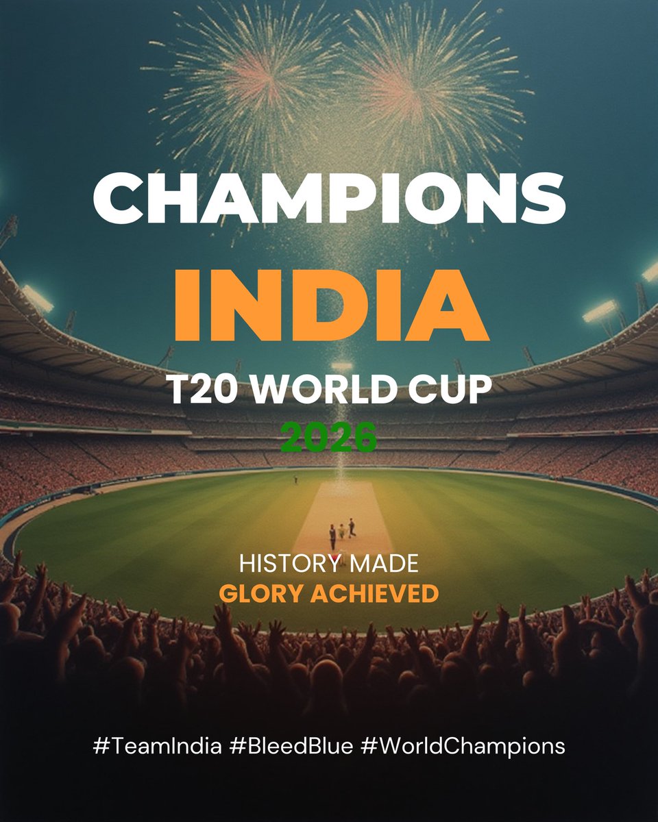 Dreams, passion, and 1.4 billion hearts beating together. 💙🇮🇳 Tonight, India rules world cricket again! 🏆🔥
#IndiaWins #Champions #T20Glory #CricketNation