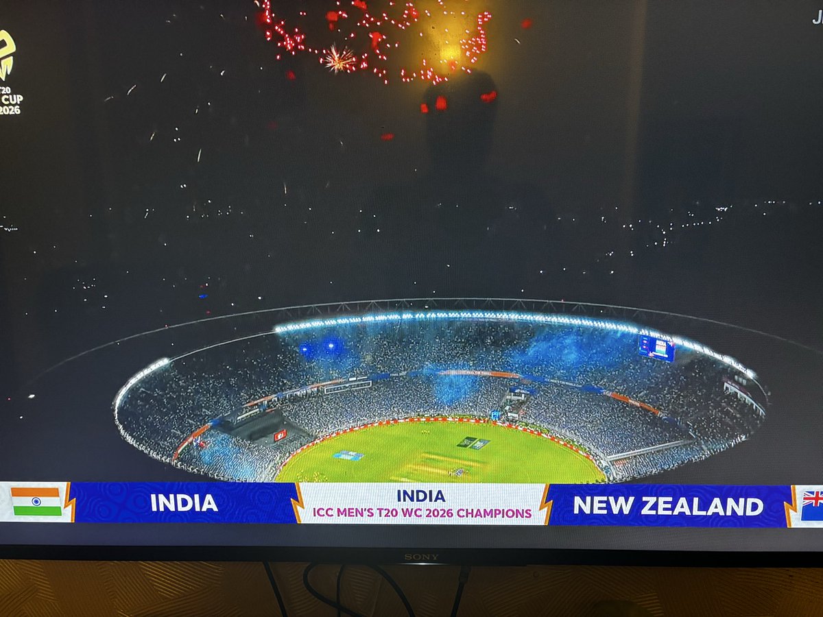 theviralmail's tweet photo. India creates history by winning two #T20WC back to back ….. third time across the timeline of the format

#T20WorldCup2026final #indvsnzfinal https://t.co/YuZD8hYW2M