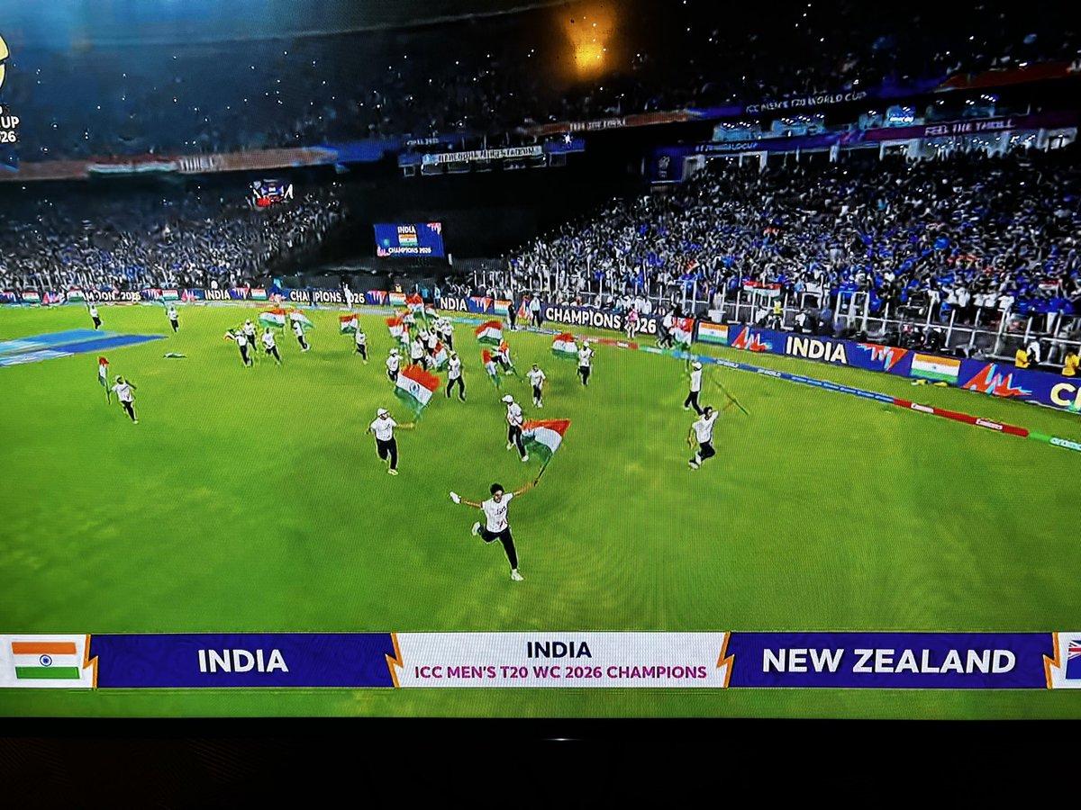 theviralmail's tweet photo. India creates history by winning two #T20WC back to back ….. third time across the timeline of the format

#T20WorldCup2026final #indvsnzfinal https://t.co/YuZD8hYW2M