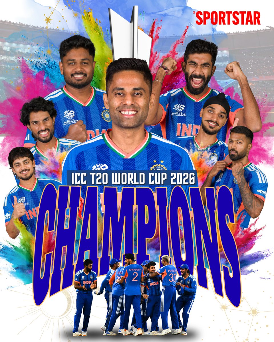 🏆: 2007
🏆: 2024
🏆: 2026

✅: First-ever successful title defence
✅: First team to win title on home soil
✅: Most T20 World Cup titles

India completes a dominant T20 World Cup campaign! #INDvNZ #T20WorldCup2026final