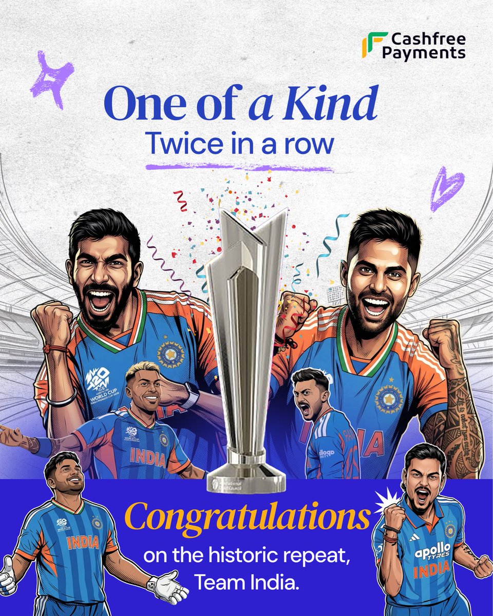 gocashfree's tweet image. They say history doesn't repeat itself. 
Clearly, they haven't met this team. 🏆🏆
#T20WC #INDvsNZ #OneOfAKind