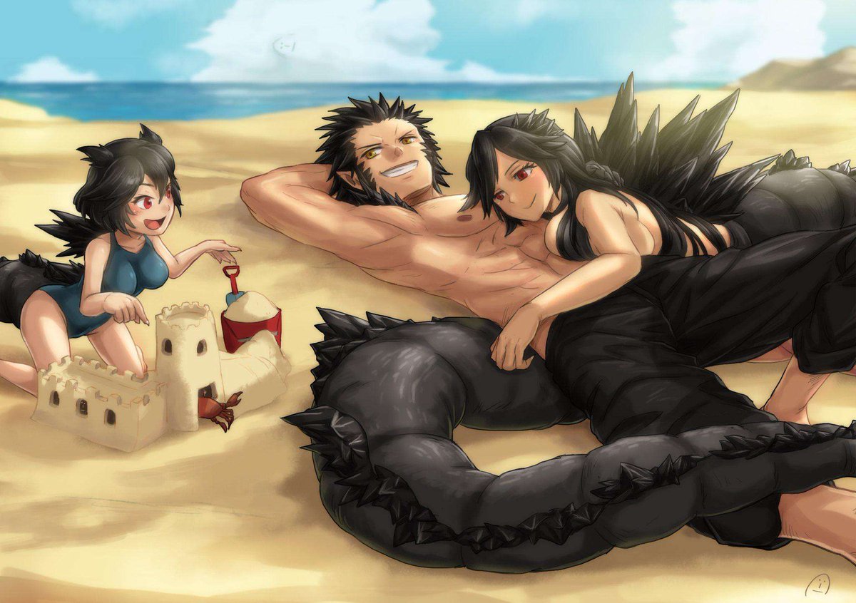 Honestly if males actually existed in the Kaiju Girls Universe. This would make a good Godzilla family. Don't know why but this picture makes me smile
<a href="/GirlsKaiju/">kaiju girls</a> #GirlsKaiju #Godzillafanart 

Does anyone know who's the artist that this art? Cause I love the style.